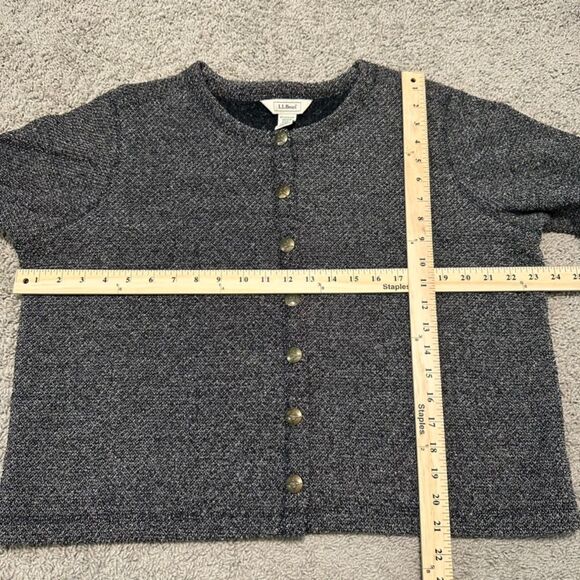 LL Bean Women's Gray Brass Button Up Long Sleeve Cardigan Sweater, Large - Picture 3 of 6